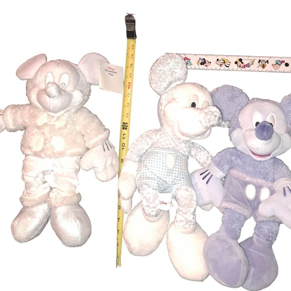 THREE Plush Pastel Mickey Mouse Snowflake Pals Each 16 inches tall! - Picture 3 of 8